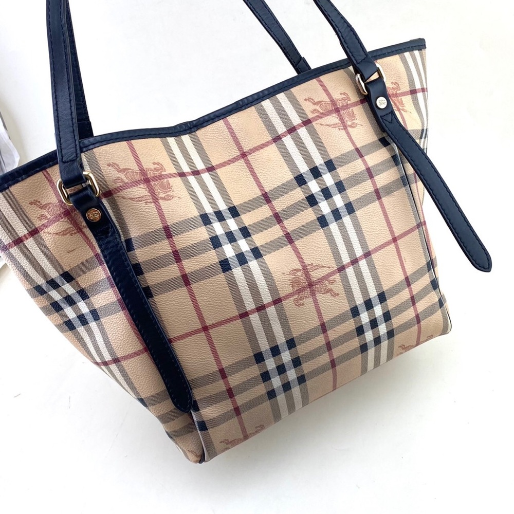 Burberry Small Haymarket Check Salisbury Chocolate Leather / Pvc Tote - Picture 2 of 12